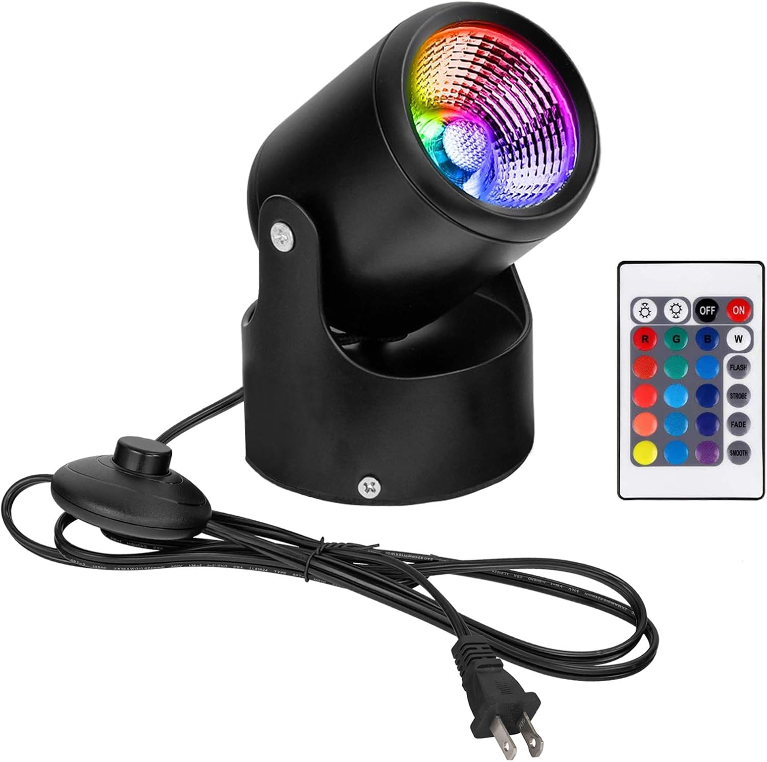 Kiven LED Flood Light 7W Background Light US Plug RGB Light with Remote Control,Indoor Color Changing Floodlight Uplight for Party,Halloween,Christmas