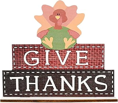 Autumn Crop Wood Print Decor Exquisite Lettered Wooden Emphasis for A Warm and Grateful Thanksgiving Celebration Gnome Lights C, One Size