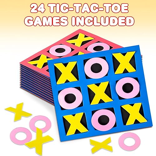 Miniatura 2 de Gamie Paquete de 24 minijuegos de mesa de espuma de 5 pulgadas, juego de viaje a granel de Tic Tac Toe para niños, juegos de recreo interior para