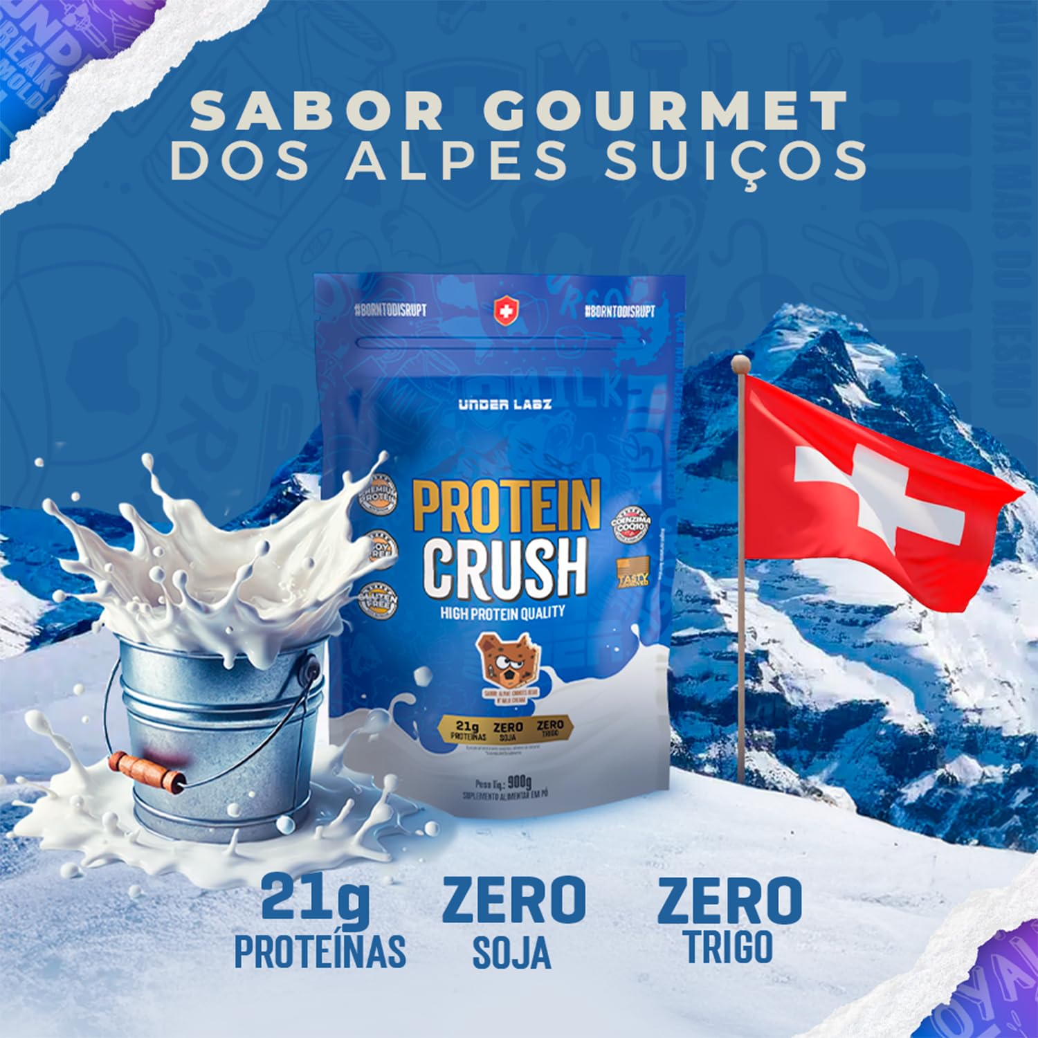 Whey Protein Crush 900g - Sabor Alpine Milk Bear (Leite)- Under
