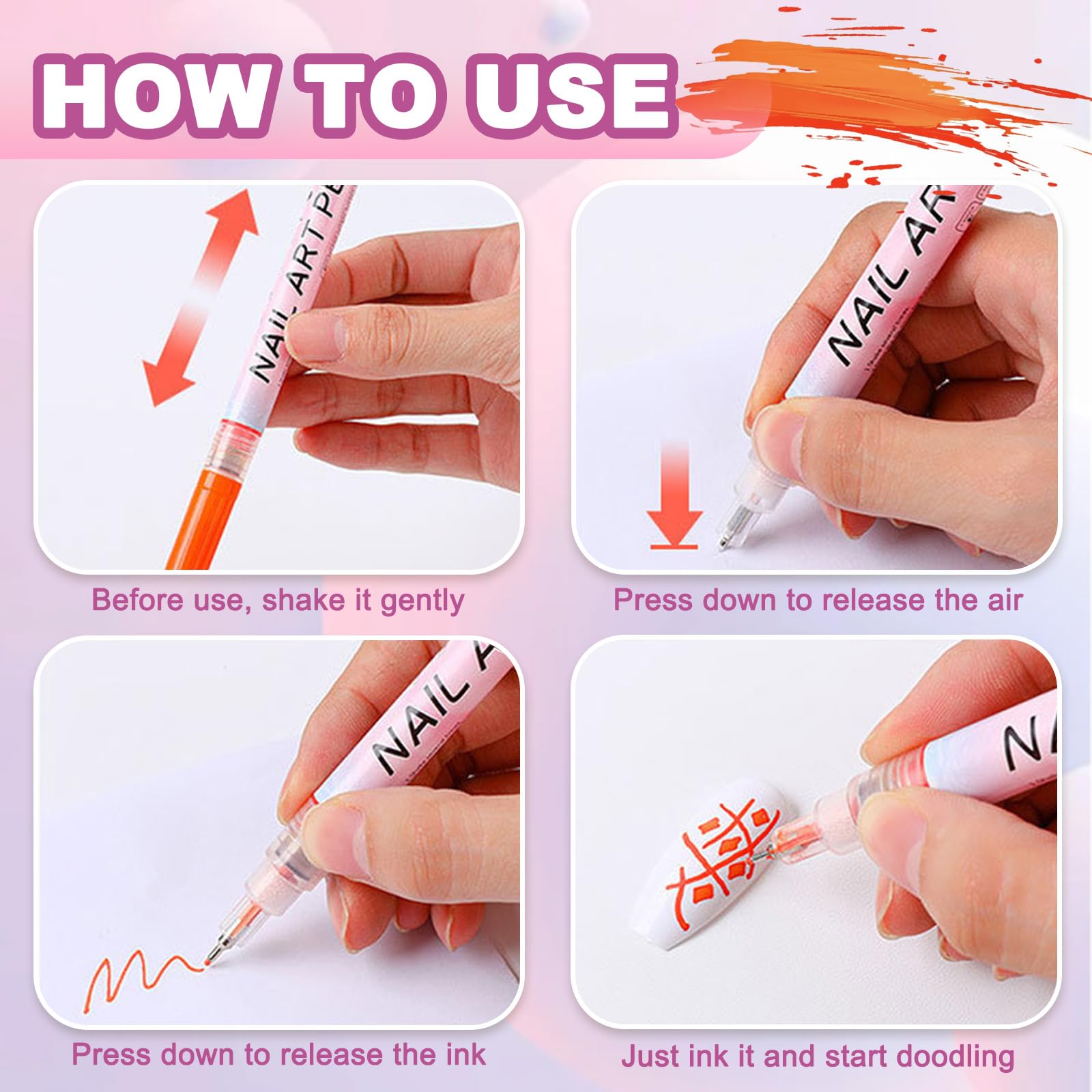 Amazon.com: MKNZOME 12 Color Nail Art Pens, 0.5 MM 3D Nail Polish