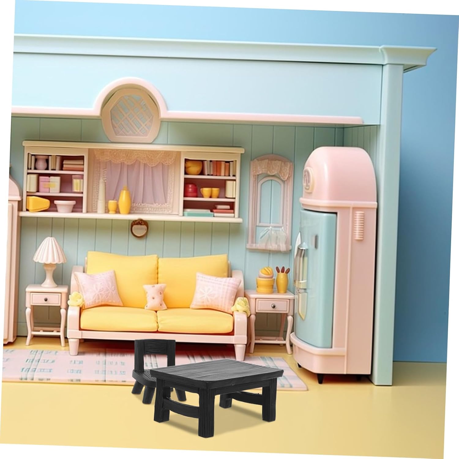 BESTonZON Miniature Resin Table and Chair Set Lifelike Dollhouse Furniture for Fairy Garden Decor Easy Installation Space Saving Design for Micro Landscape Enhancements