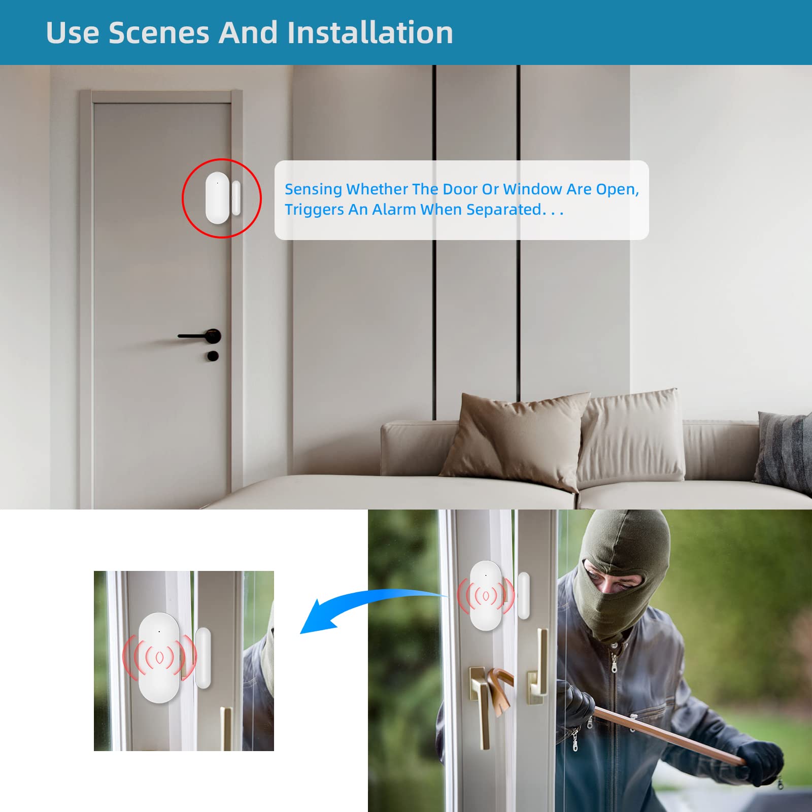 PGST Sensore Porta/Finestra Wireless B68R-1 - Kit DIY per Allarme Casa, Installazione Senza Fili, Compatibile Host PGST (LA-LO-PI-PU-TO)​