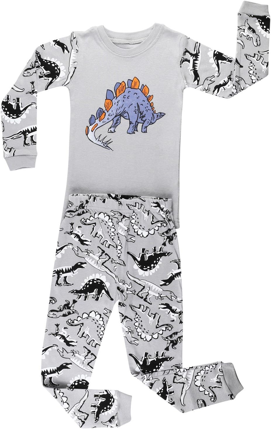 elowelElowel Boys Dinosaur 2 Piece Pajamas Set 100% Cotton (Size 12M-12 Years)