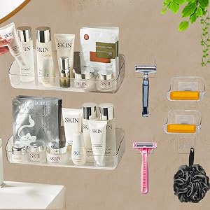Acrylic Shower Shelves Clear 12 6 no Drill Shelves Peel and Stick Shelves Wall Mounted Shower Caddy adhesive