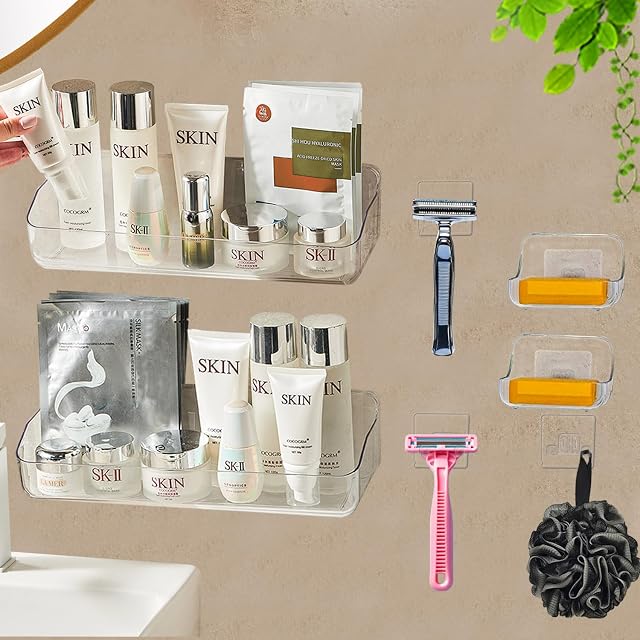 Acrylic Shower Shelves Clear 12 6 no Drill Shelves Peel and Stick Shelves Wall Mounted Shower Caddy adhesive