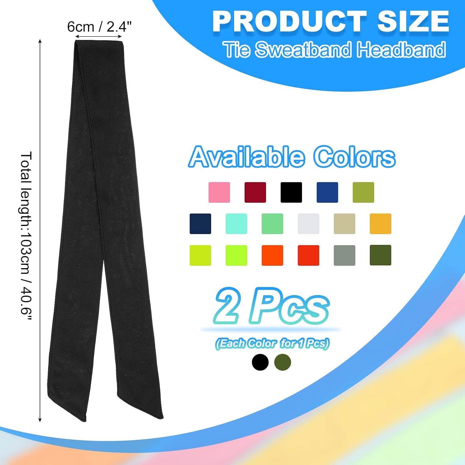 Tie Sweatband Headband, Athletic Hair Head Band Adjustable Head Tie Non-Slip Moisture -Fit for (Tennis/Workout)