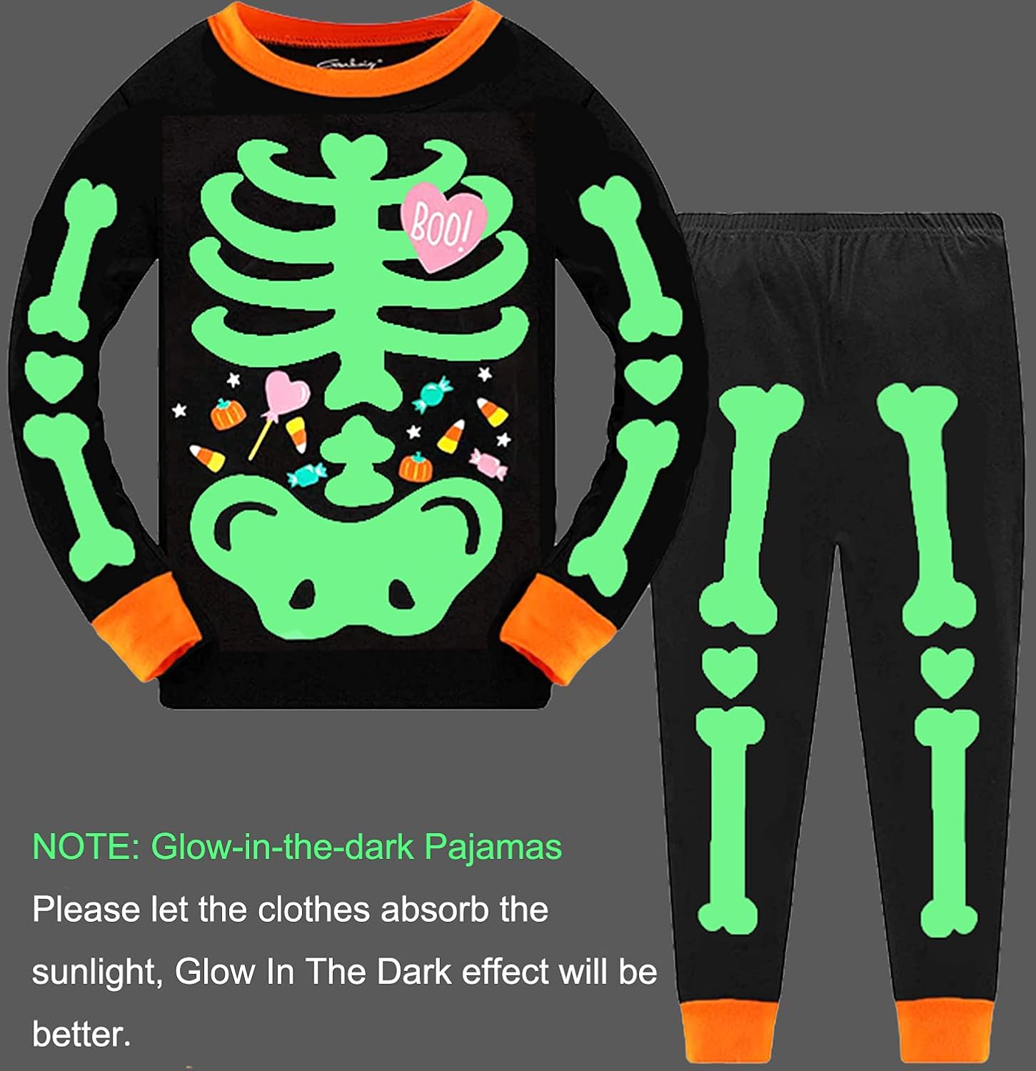 Tkria Kids Pajamas for Boys Skeleton Glow-in-The-Dark Cotton Sleepwear Toddler Clothes Halloween Outfit Size 1-7T… - Image 3