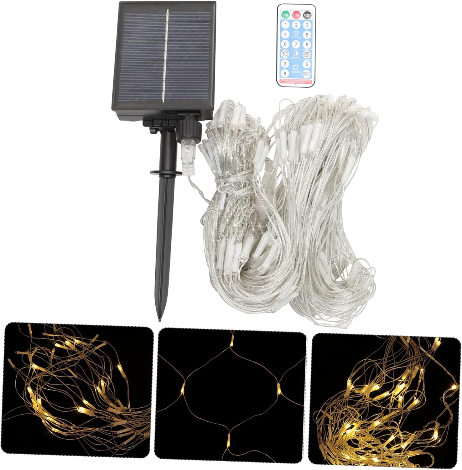 Uonlytech String Solar Fishing Net Light Solar Christmas Decorations ...