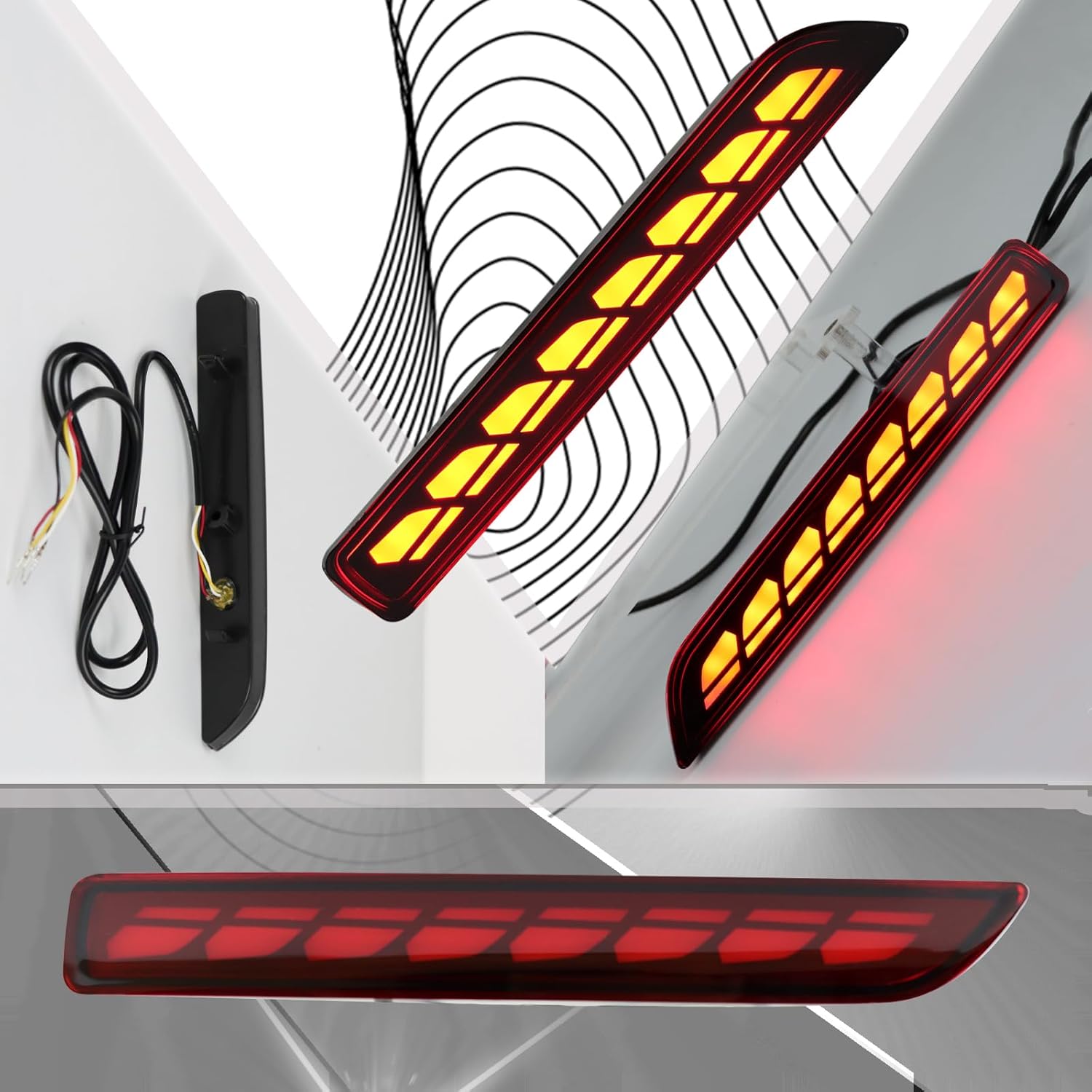 LED Rear Bumper Reflectors Light Fog Brake Tail Lamps Compatible with for 2015-2022 Nissan Murano for Nissan Sentra, for Nissan Leaf Replace OEM Stock Reflector Trim (RED)