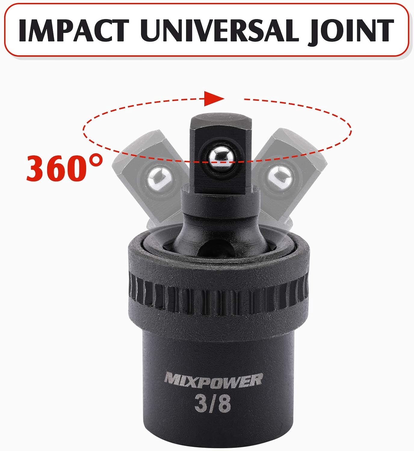 MIXPOWER 3/8" Drive Deep Impact Socket Set, 6 Point, 48 Piece Standard SAE and Metric Sizes-5/16-Inch to 3/4-Inch and 8-22 mm, 3/8'' impact universal joint, Cr-V Steel Mechanic Socket Set