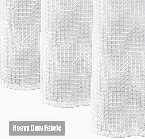 Vista 26 de Cortina de ducha de tela blanca con tejido de gofre de 72 x 72 pulgadas, forro de cortina de ducha de tela texturizada resistente, cortinas de ducha