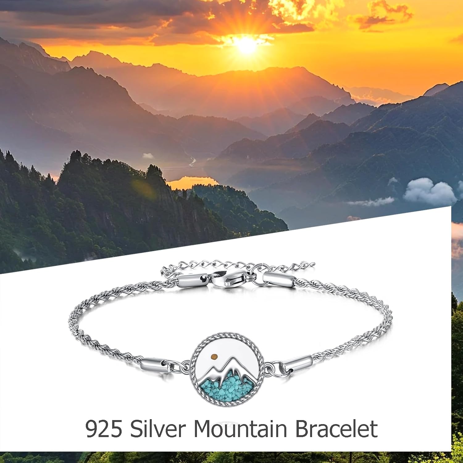925 Sterling Silver Bracelet Mountain Cross Mustard Seed Star of David Compass Bracelet Jewelry Gifts for Women Men - Image 6
