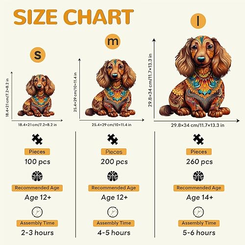 Miniatura 5 de Rompecabezas de madera, rompecabezas de perro salchicha de pelo largo para adultos, rompecabezas de madera avanzada con forma de perro única,
