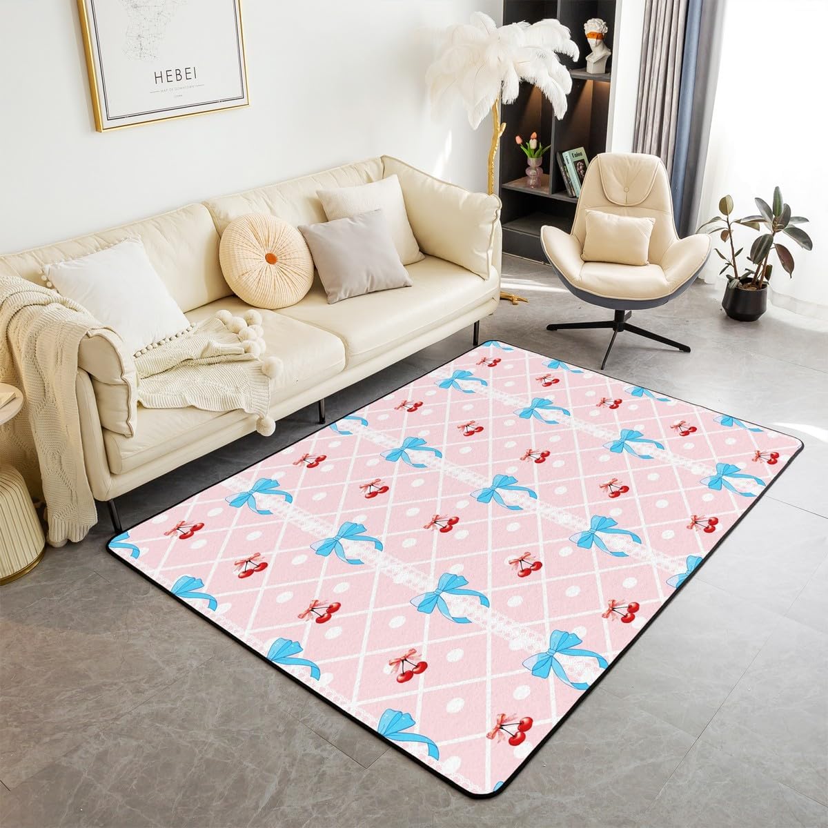 Feelyou Bow Indoor Floor Mat Boys Girls Area Rug 3x5 Black Pink Girls Bow Living Room Rugs For Kids Women Men Non-slip Cute Bowknot Accent Rug Kawaii Bow Decorative Rug Lovely Decor Doormats Floor Mat