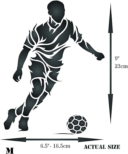 Miniatura 7 de Plantillas para paredes: Plantilla de fútbol, 6.5 x 9 pulgadas (M) - Pared decorativa para jugador de fútbol