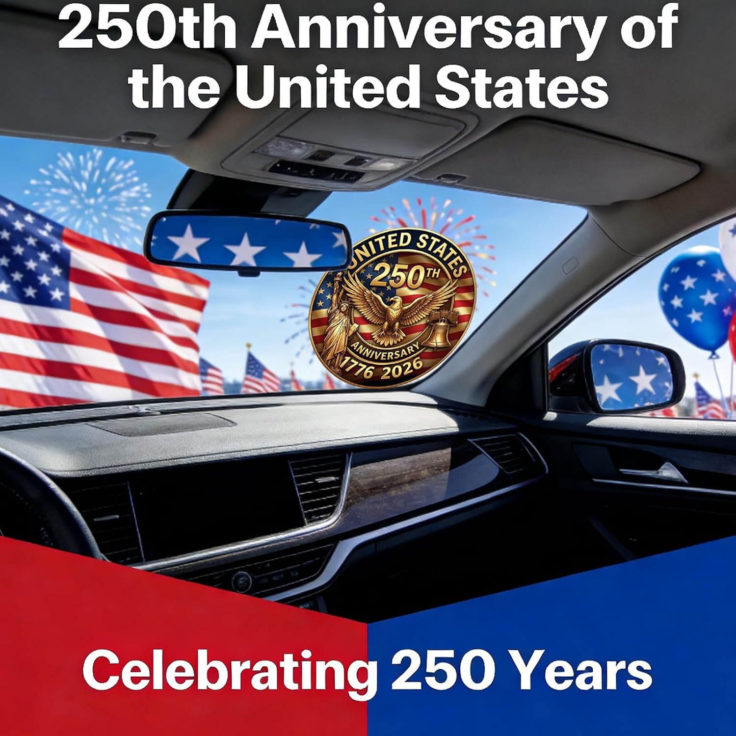 5pcs 250th Anniversary USA Car Decal Sticker,7.85 in American Patriotic 4th of July 1776–2026 for Car,Truck,SUV,Window,Laptop,250 Years American Independence Decorations Bumper Stickers