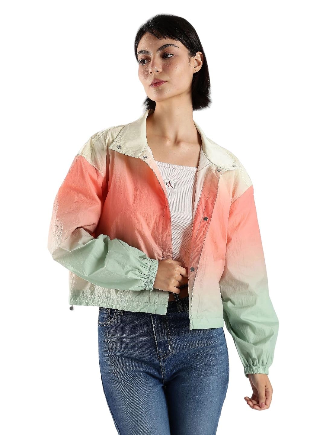 calvin klein jeans Relaxed fit polyamide spread collar windcheater jacket-picture-15