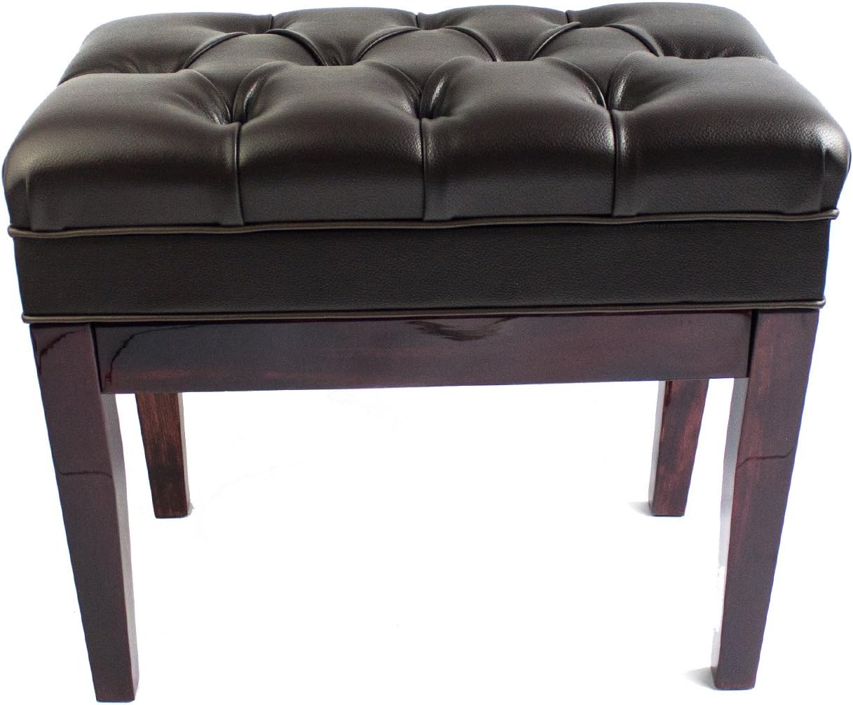 Symphony Adjustable Cushion Seat Piano Bench with Storage