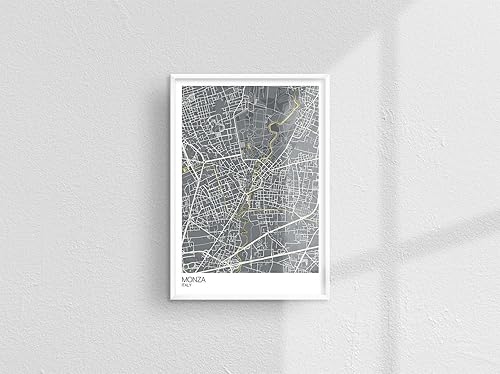 Monza Italy Colored Map Poster  11x17 12x18 16x24 24x36 Minimalist Unframed Traveler Wall Art  Modern Hometown City Artwork Print  Home Office Decor