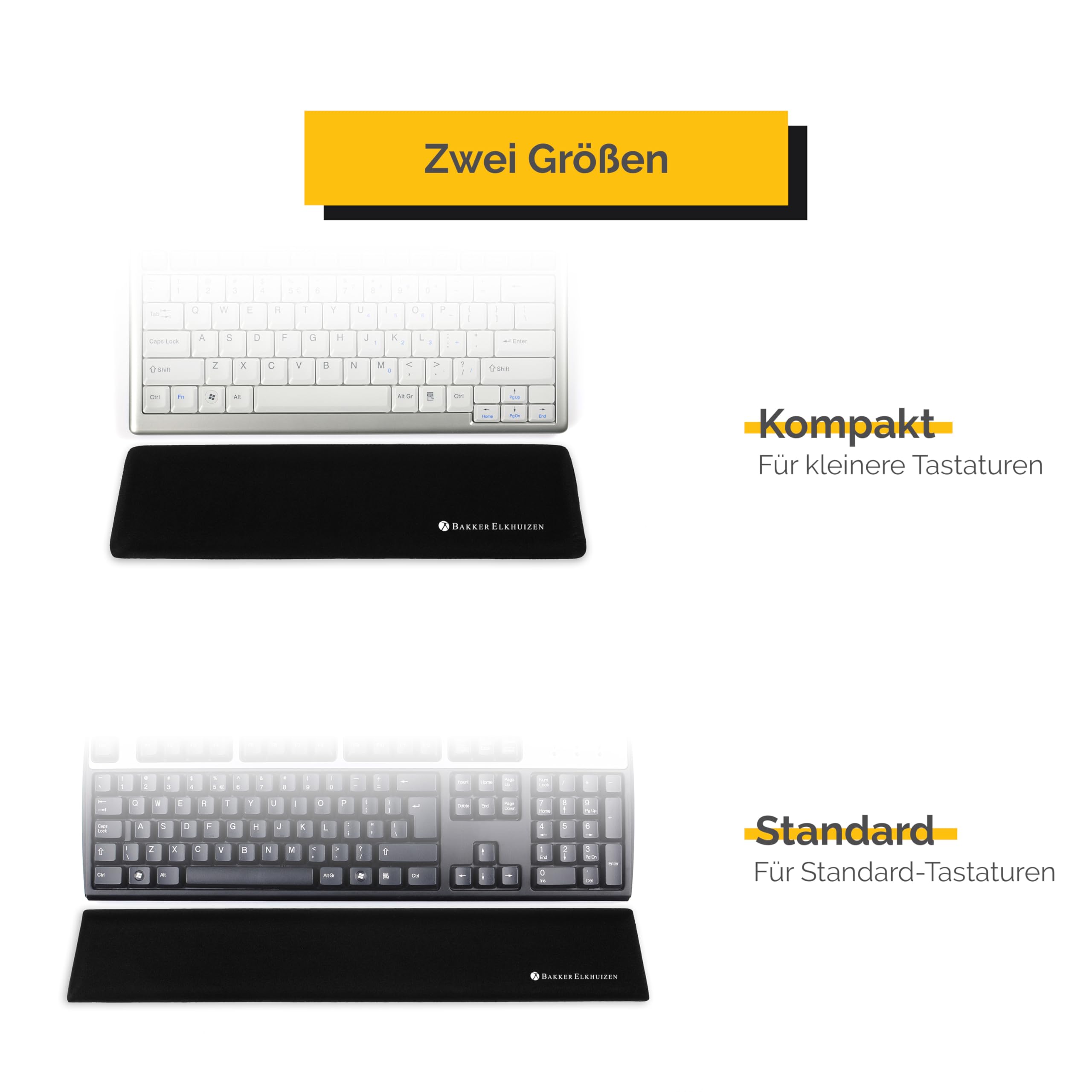 BakkerElkhuizen Handauflage Tastatur Ergonomisch - Handgelenkauflage Tastatur - für standard Tastatur - Schwarz