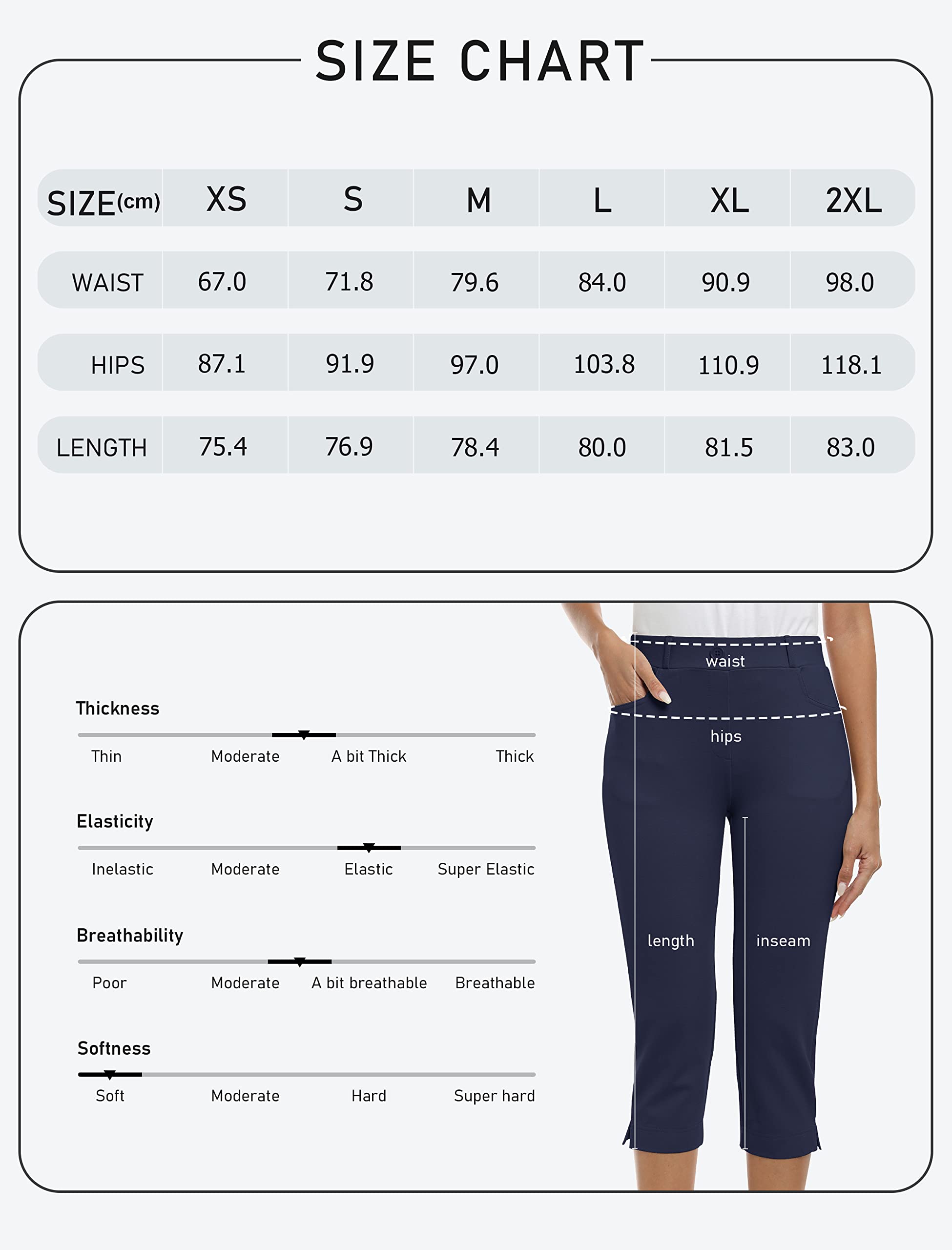 Pantaloni da Golf da Donna Eleganti Capri Pants a Vita Alta Elasticizzati 3/4 Lungo Pantaloni per Lavoro Ufficio Yoga