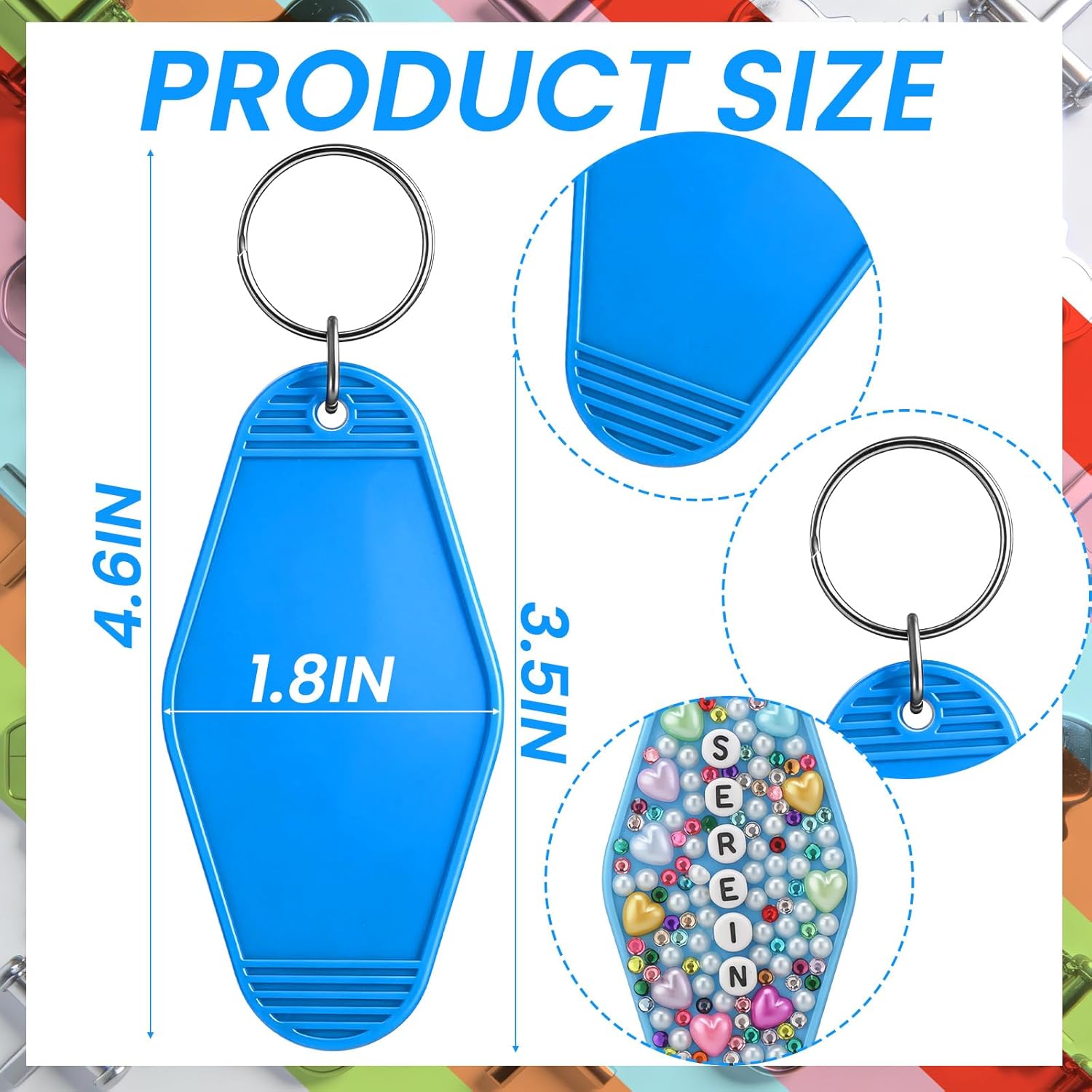 Nosiny 1550 Pcs/40 Sets Motel Keychain Making Kit with 40 Pcs Motel Key Chain 1500 Pcs Blank Alphabet Letter Beads Rhinestone Charms for DIY Hotel Blanks Keychain