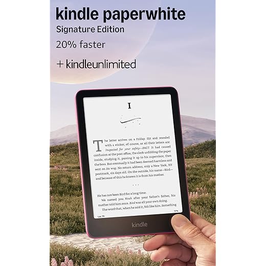 Amazon Kindle Paperwhite Signature Edition 32GB (newest model) – 20% faster with auto-adjusting front light, wireless charging, and weeks of battery life – Metallic Raspberry + 3 Months Free Kindle Unlimited (with auto-renewal)