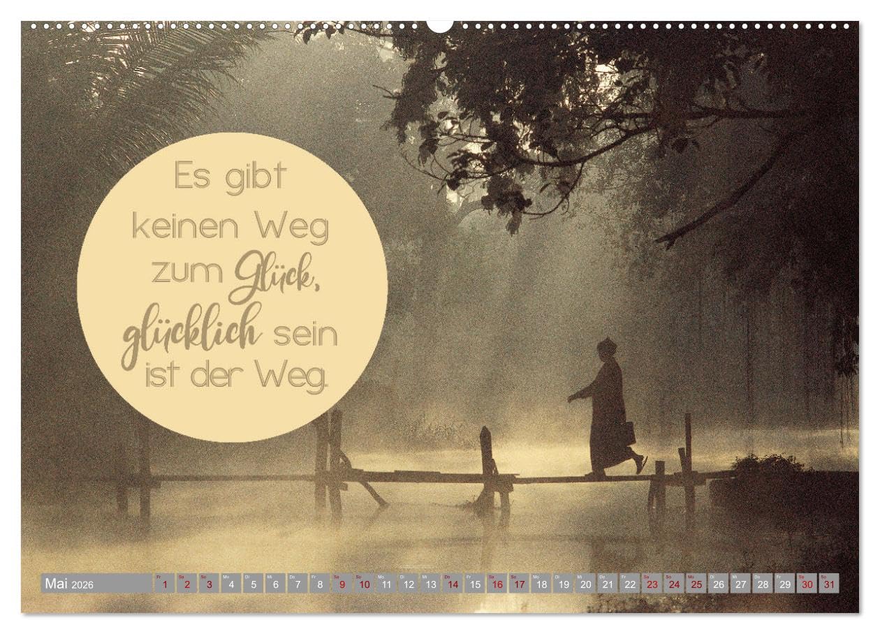 ACHTSAMKEIT - Wege des Glücks (hochwertiger Premium Wandkalender 2026 DIN A2 quer), Kunstdruck in Hochglanz: Ratgeber für ein achtsames Leben (CALVENDO Glaube)