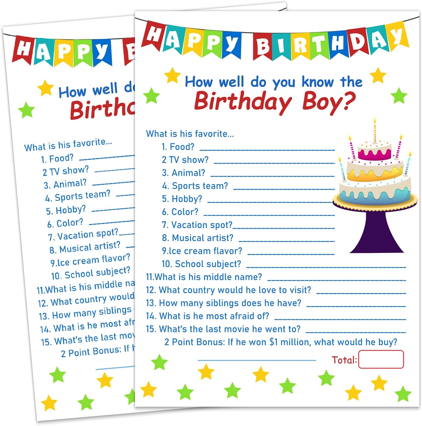 ALodr 20 How Well Do You Know The Birthday boy Game Cards - boy Birthday Party Activity Notebook Themed Party Decorations-Teens Kids Birthday Party Game - boy Birthday Supplies, Activity, Decorations
