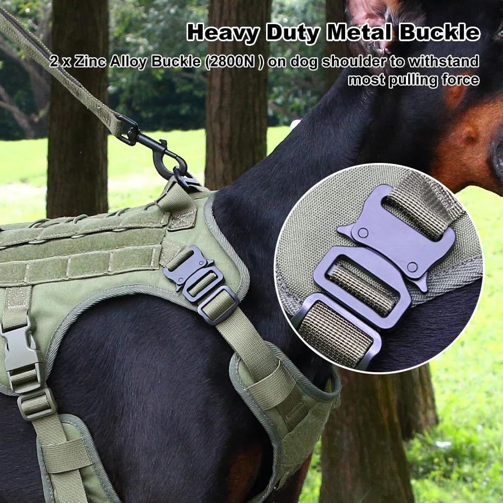 Tactical Dog Harness - Heavy Duty, Reflective, Adjustable No-Pull Harness for Training, Walking & Outdoor Use - Atlas PetLovers (Black, XL)