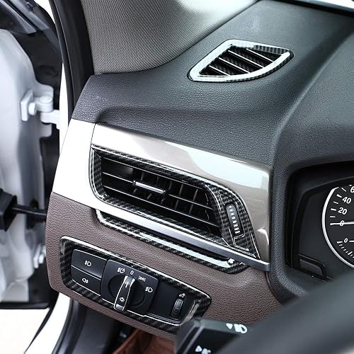 Miniatura 5 de YIWANG - Juego de 4 adhesivos de fibra de carbono para rejilla de ventilación de aire acondicionado lateral cromada para BMW X1 F48 2016-2019, para