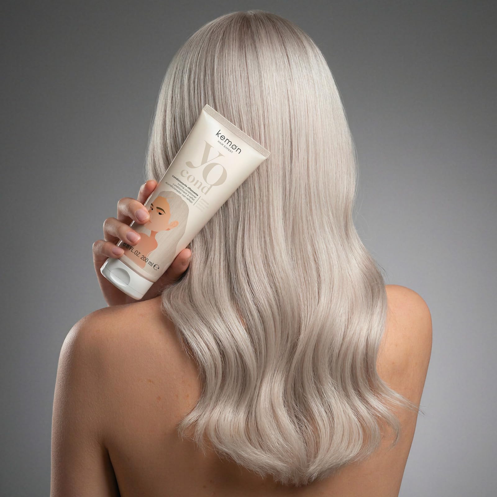 Kemon Yo Cond Platino - Maschera Riflessante Professionale con Formula YoVeg e Velian Complex, Nutre e Illumina i Capelli in 3 Minuti, 88% Ingredienti Naturali, 200 ml