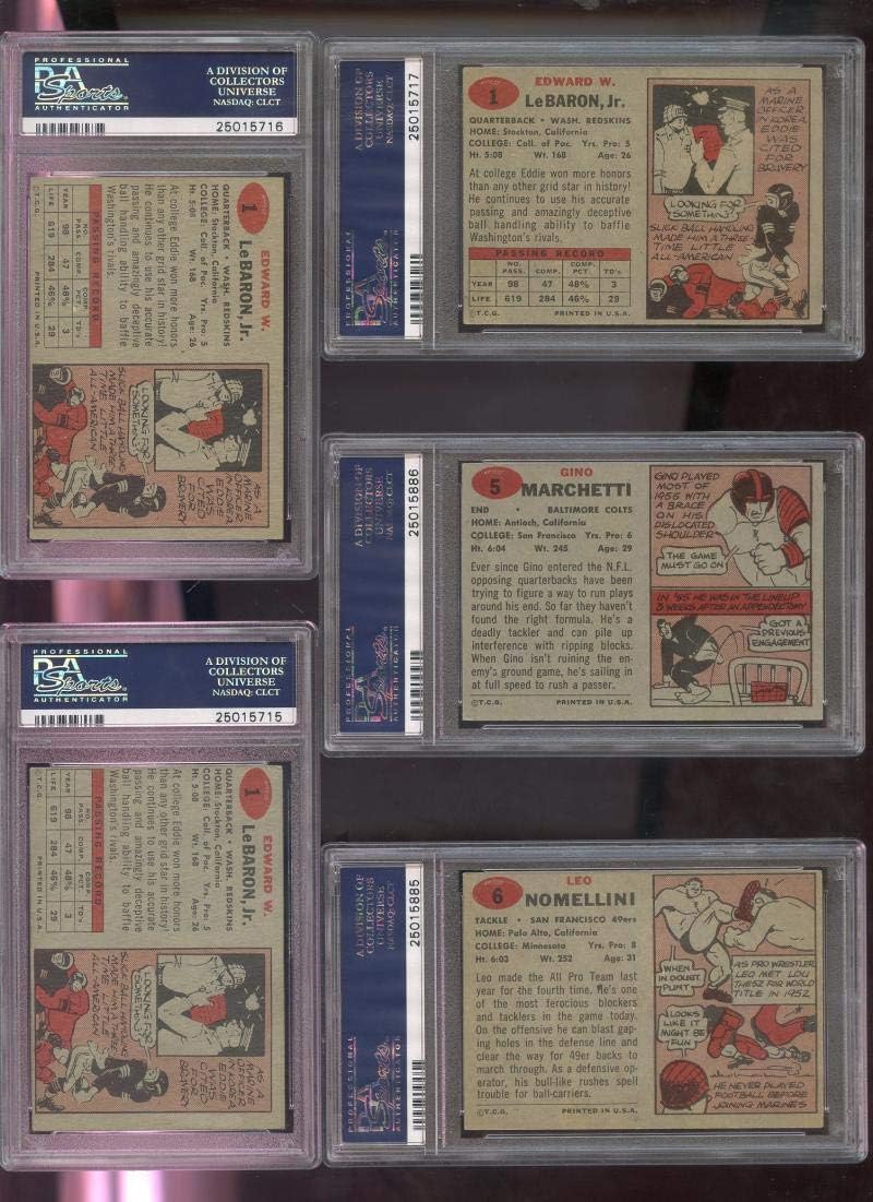 1957 Topps #1 Eddie LeBaron Washington Redskins NFL PSA 6 Graded Football Card