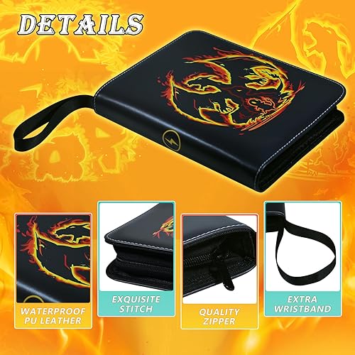 Miniatura 2 de Carpeta de tarjetas de 4 bolsillos, 440 bolsillos con 55 fundas extraíbles para juegos de JCG, colección de tarjetas coleccionables deportivas,