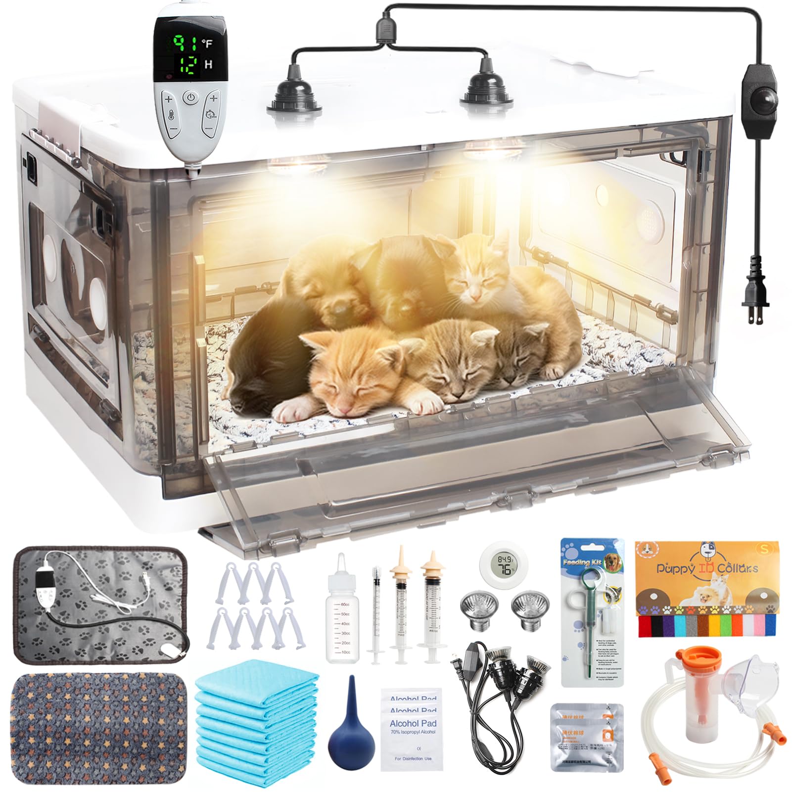 Incubator for Puppies,Kitten Incubator with Heating,Puppy Incubator for Dogs, Incubator for Newborn Puppies and Kittens?Small Mammal Incubator (85L)