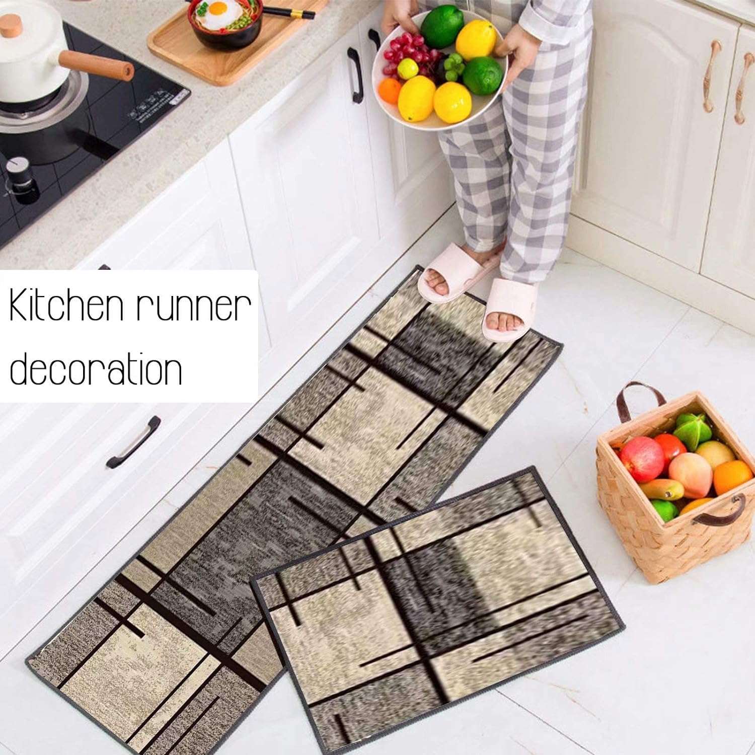 Tapis de Couloir, Cuisine et Salon - sur Mesure - Moderne - Antidérapant - Lavable - Personnalisable au mètre - pour Cuisine, Chambre à Coucher et Salon - 50 x 140 cm - Couleur 12 - 3