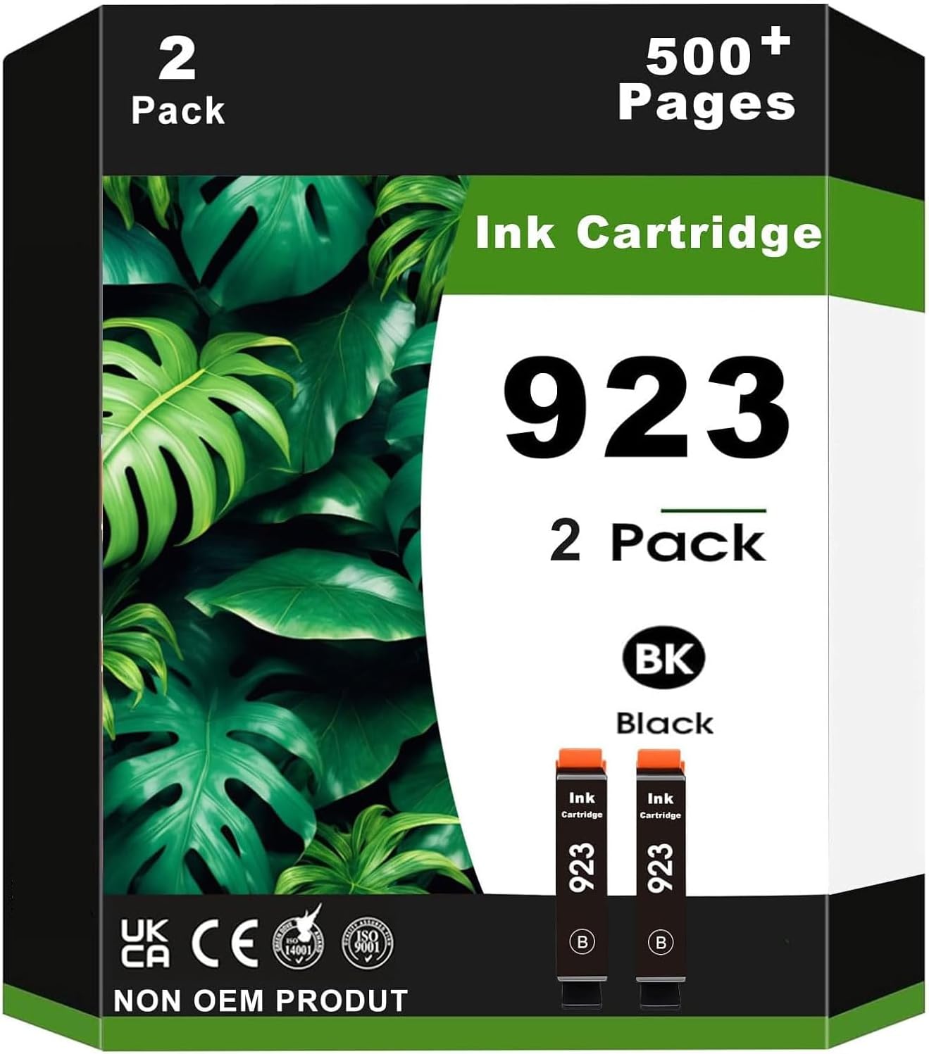 2 Pack 923 Ink Cartridges 4K0T3LN Compatible for 923 Ink for OfficeJet Pro 8135e 8139e 8138e OfficeJet 8122e Printer (with Chip,2 Black)