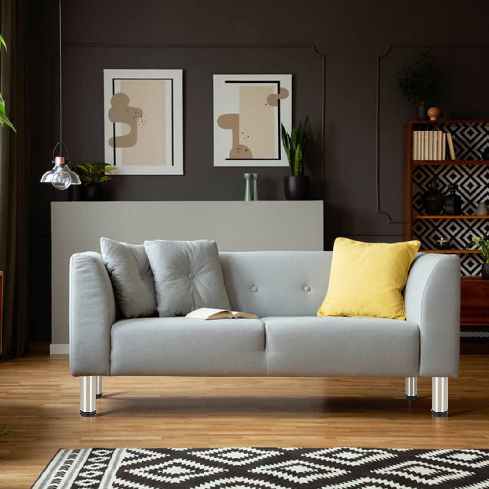 Juego de 12 patas para muebles, altura regulable, altura de 200 mm, con tornillos para muebles personalizados, patas de muebles de cocina, patas redondas de acero inoxidable