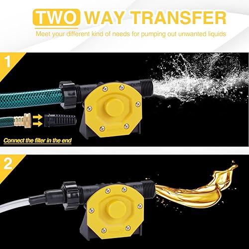 Miniatura 4 de TOPWAY Accesorio de bomba de taladro de agua autocebante con manguera de succión y descarga, mini bomba de taladro eléctrico manual para agua,