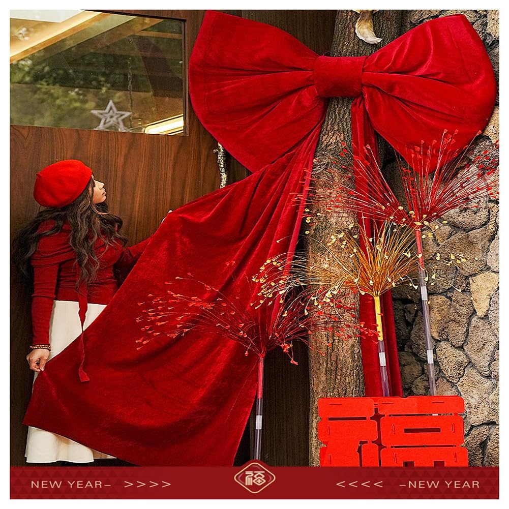 Extra Große Schleife Riesen Dekoschleife Rote Riesenschleife Weihnachten Samtschleifen DIY Deko Schleifen für Weihnachtsbaum Hochzeit Geburtstag Party Tür und Wand Auto Extra Groß Schleife Set
