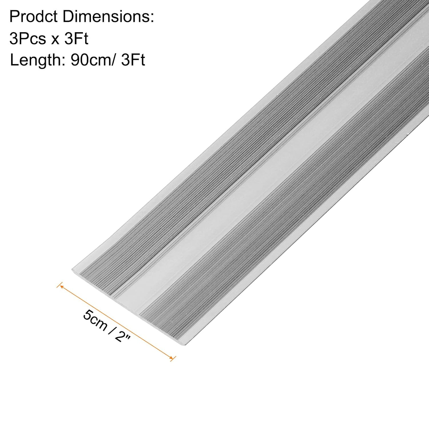 uxcell 3 Pcs Aluminum Flat Molding Floor Transition Strip, 2" x3 Ft Flat Divider Strip Trim for Doorway, Laminate Flooring, Joining Flooring Gaps of Laminate Planks Tile, Gold