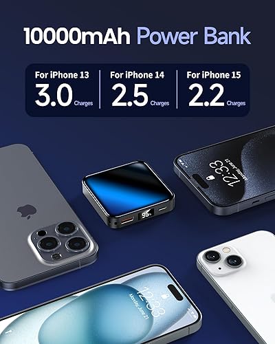 Miniatura 2 de Banco de energía pequeño de 10000 mAh, cargador portátil de carga rápida, entradasalida USB C con batería externa, pantalla LED inteligente,