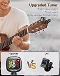 New bee Guitar Tuner Rechargeable, 360° Rotatable Clip On Tuner with Color Screen, Fast & Accurate Chromatic Tuning for Guitar, Bass, Ukulele, Violin, Cello