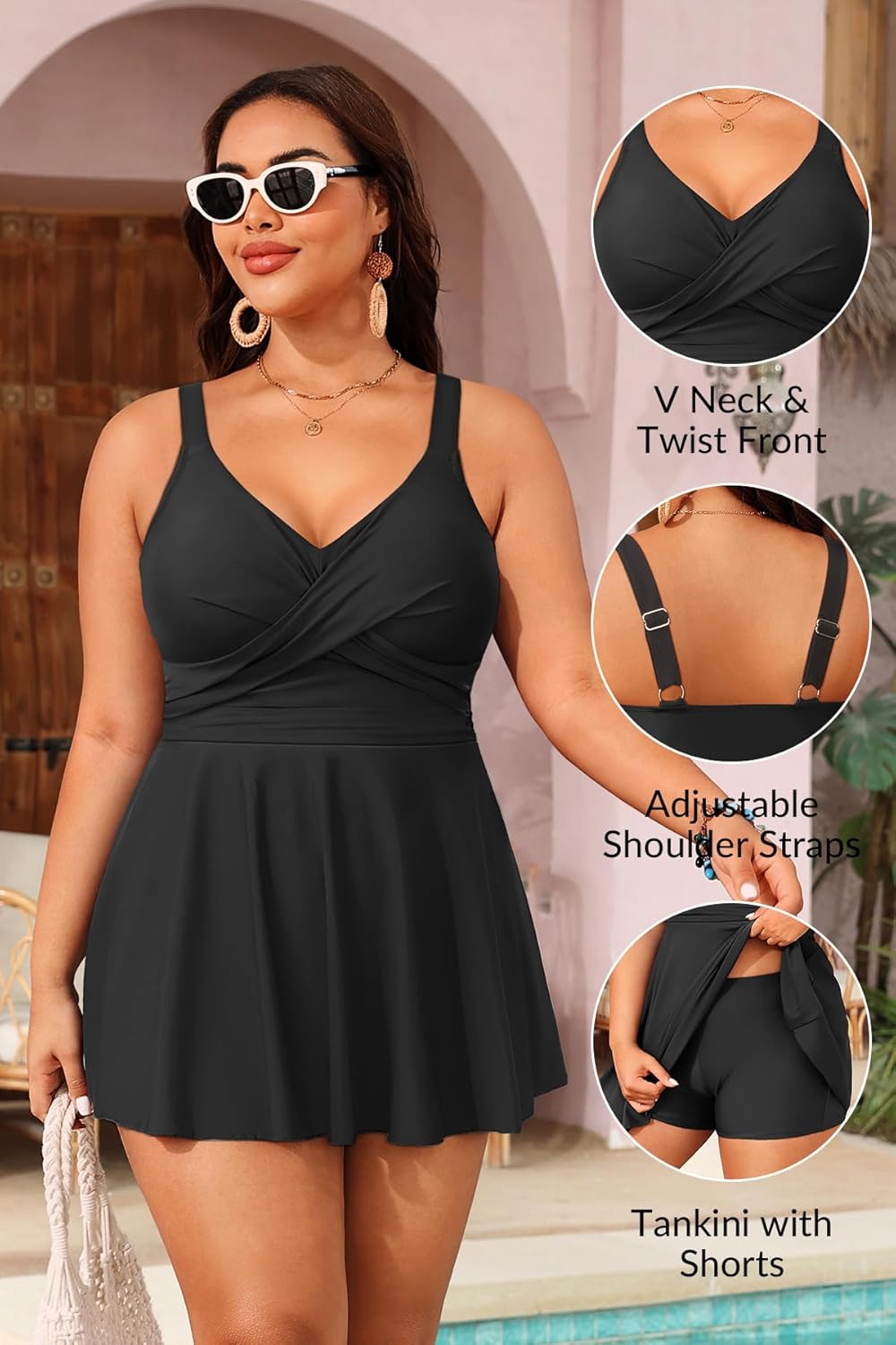 Aqua Eve Plus Size Swim Dress - Two Piece Tankini Swimsuit Tummy Control Bathing Suit with Shorts 2025 - Image 5