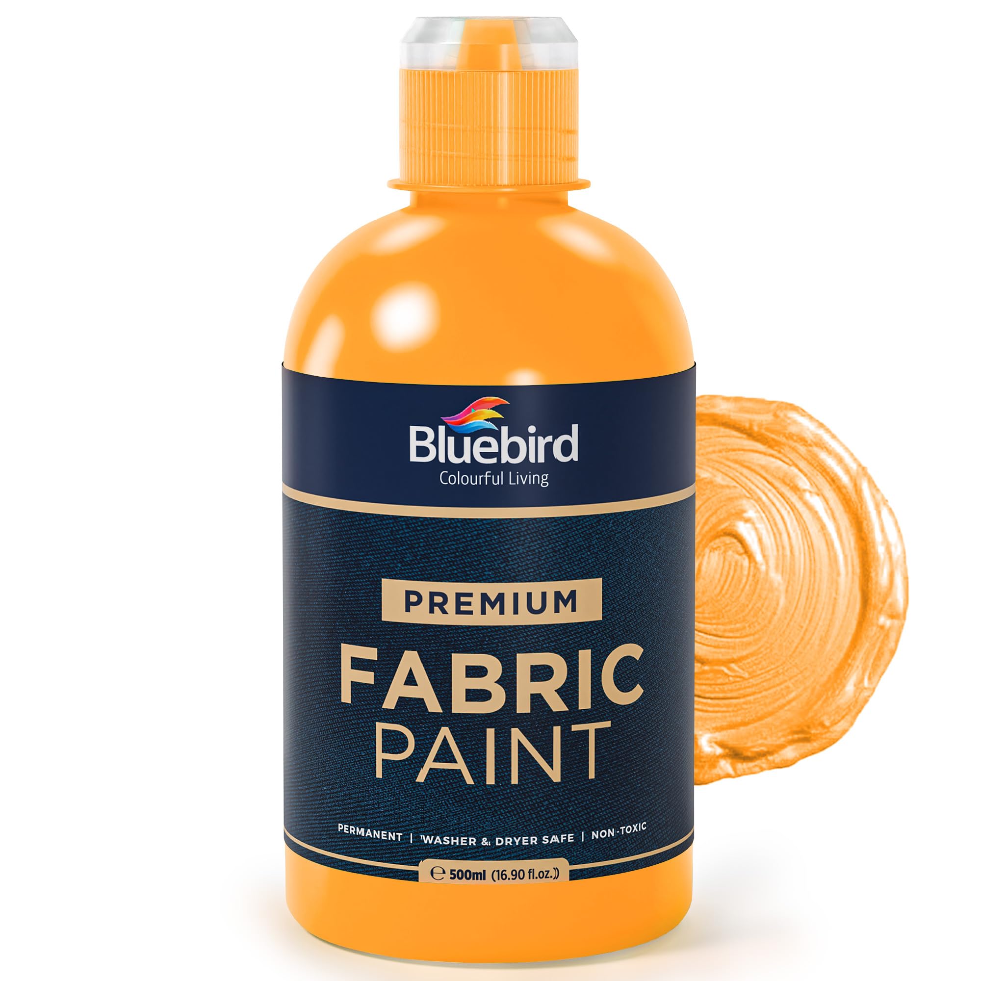 BLUEBIRD Fabric Paint, Sunflower, 16.9 Fl Oz, Permanent Fabric Paints for Clothes, Furniture Upholstery