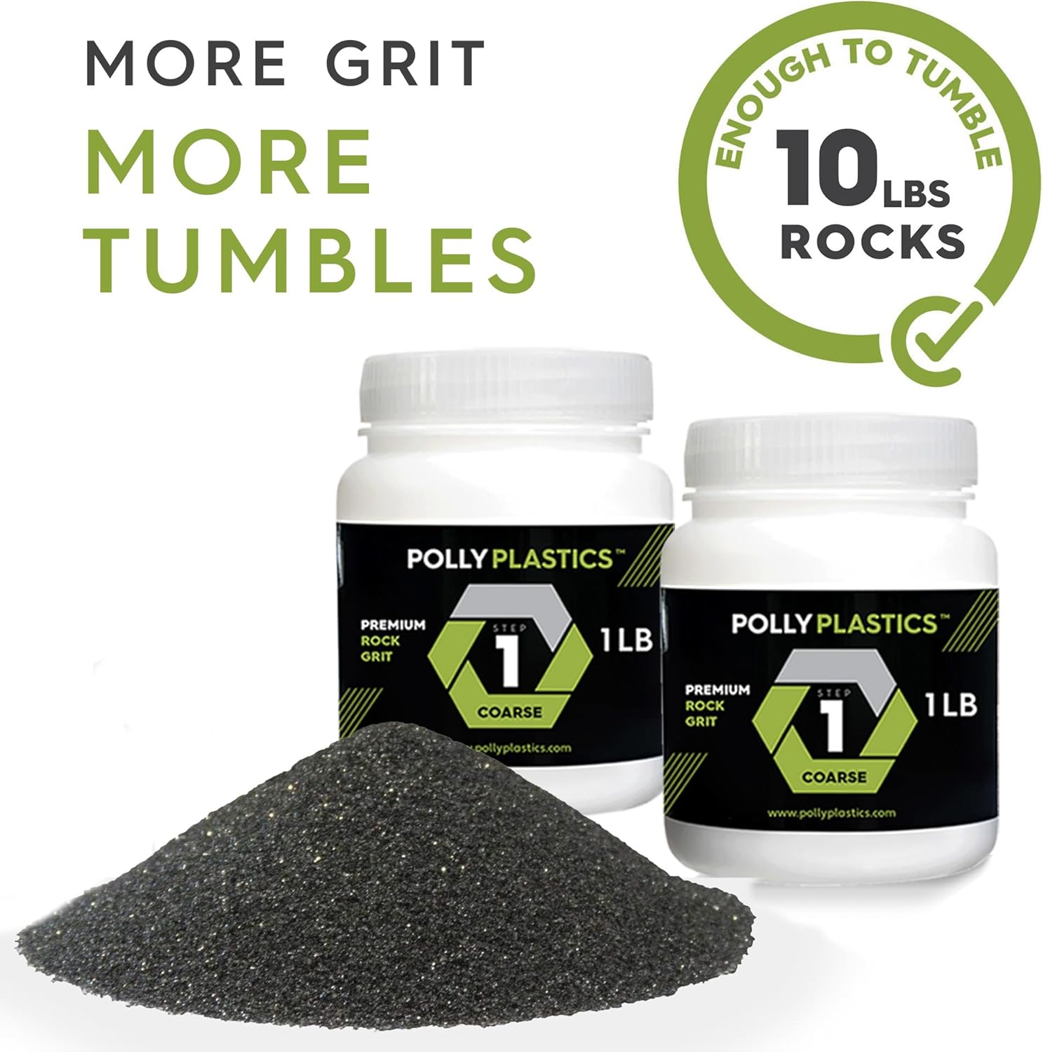 Polly Plastics Rock Tumbler Media Grit Refill, Coarse 60/90 Silicon Carbide Grit, Stage 1 for Tumbling Stones (2 Pack) (2 lb.)
