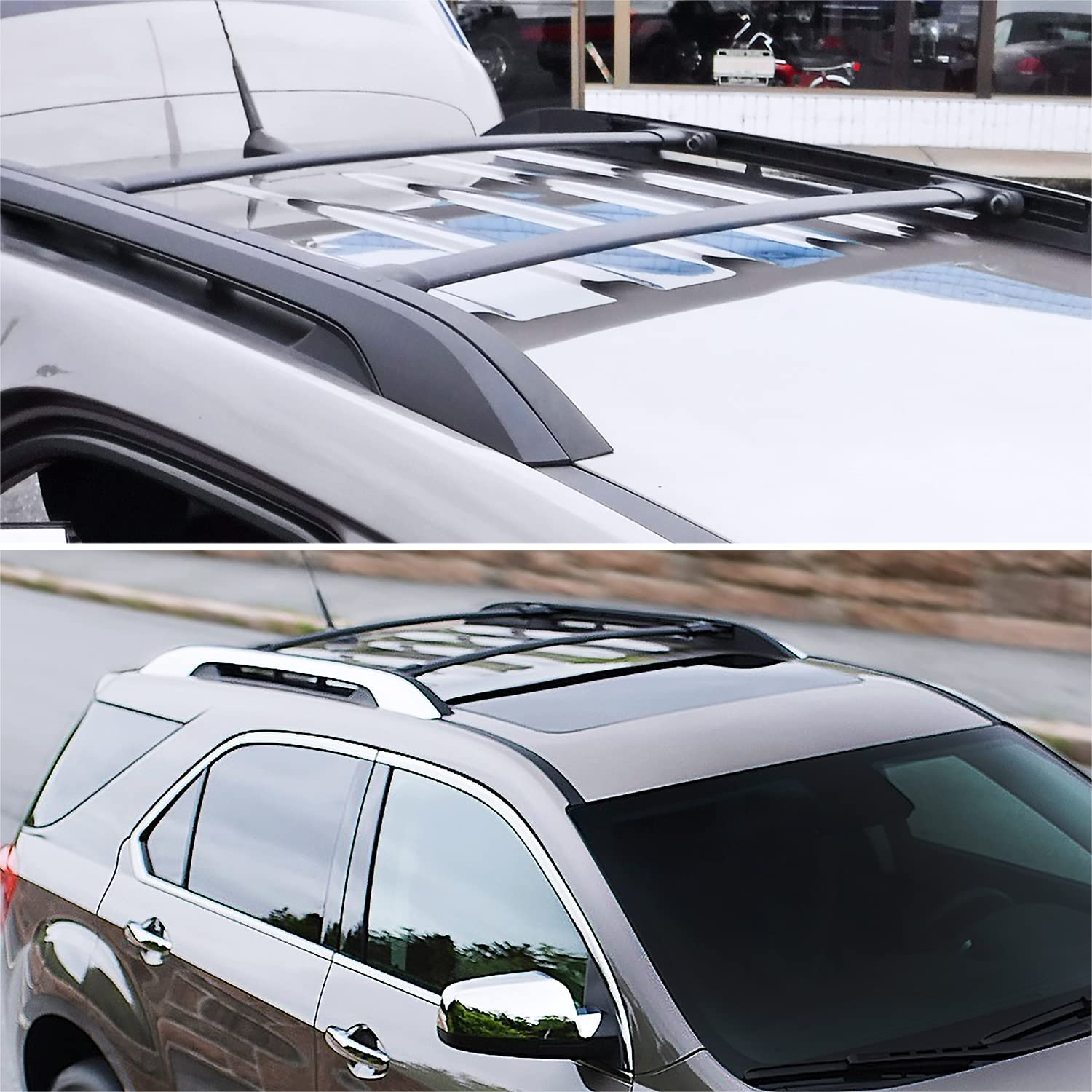 Spec-D Tuning Black Roof Cross Bars Rack Luggage Cargo Carrier Compatible with 2010-2017 Chevy Equinox GMC Terrain