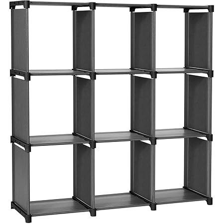 WOLTU Estantería Cubos, Estanteria Almacenamiento De 9 Cubos, Estanteria Libros, Biblioteca Separador, Librería Organizador, Mueble Almacenaje Para Salón, Oficina, 94x29,5x93 Cm, Roble Claro