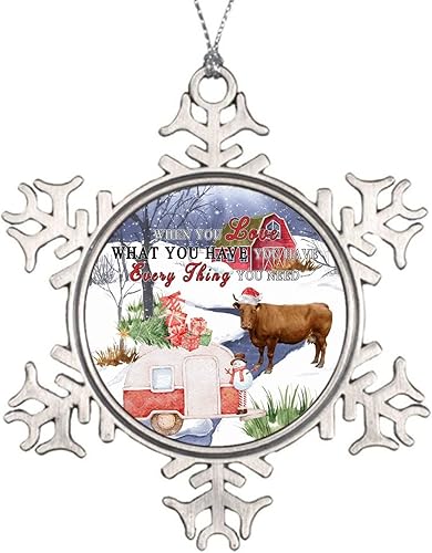 Miniatura 4 de Funny Christmas Ornaments, Animals Christmas Tree Decorations - Farmhouse Red Truck Metal Snowflake Ornament Keepsakes - Best Gifts for Christmas